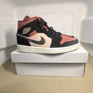 Jordan Lace-Up Mid Top Sneaker Particle Beige Black BQ6472-202 Women's SIZE 9